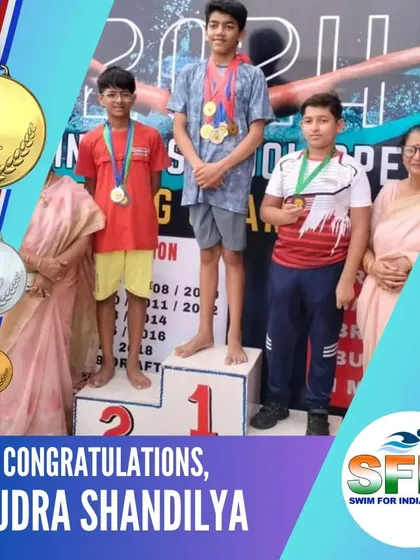 Rudra Shandilya with his impressive medal haul of one gold, one silver, and one bronze. A fantastic all-around effort.