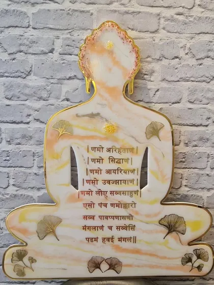 This beautiful Resin Navkar Mantra wall decor, shaped like a meditating Buddha, brings so much peace and positivity. I feel blessed to help my students create such meaningful art for their homes.