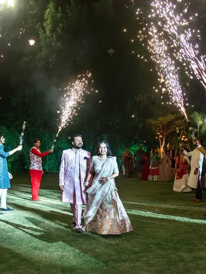 A grand entrance with cold pyro fireworks. This makes for a spectacular and memorable start to the reception.