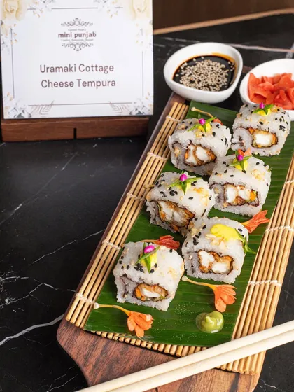 Our Uramaki Cottage Cheese Tempura sushi is a creative vegetarian take on a Japanese classic. It's a testament to our ability to innovate and cater to diverse palates.