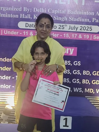 I start training champions young. Here is one of my brightest, Shrvaya, with her Under 9 Gold Medal at the Delhi State Championship. Her dedication is an inspiration, and it proves that with the right guidance, age is just a number.