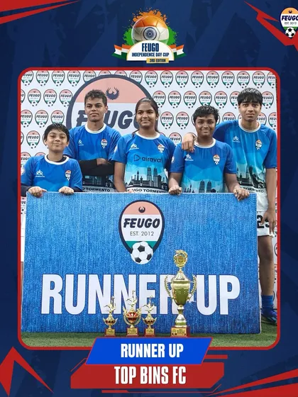 The 'Top Bins FC' team, who finished as Runners-Up in a hard-fought U-15 final.