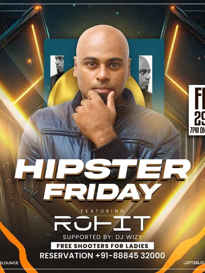 A flyer for 'Hipster Friday' at Loft38.