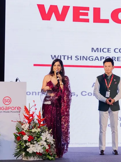Co-hosting a segment during the MICE conference with Singapore Tourism. Collaboration on stage is key to a dynamic and engaging presentation.