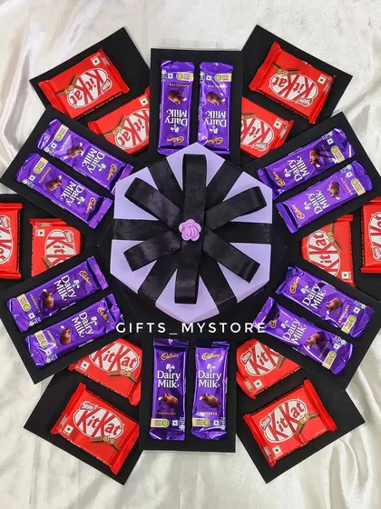 The second layer of the butterfly explosion box, combining Dairy Milk and KitKat for a delicious mix.