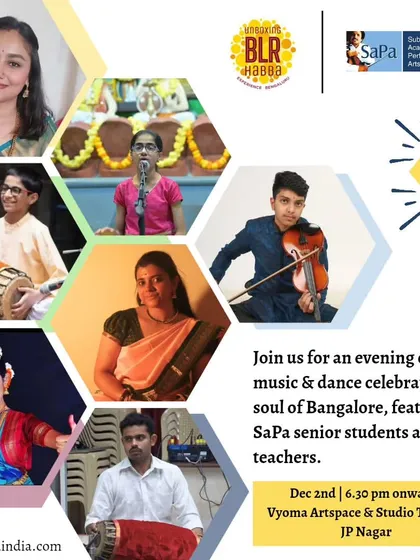 A special evening of music and dance for the Unboxing BLR Habba, featuring talented senior students and teachers from the Subramaniam Academy of Performing Arts (SaPa).