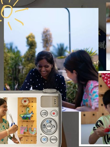 A collage of sunny moments and happy faces at the studio. Whether it's kids getting messy with paint or adults sharing a laugh, creativity brings out the best in all of us.