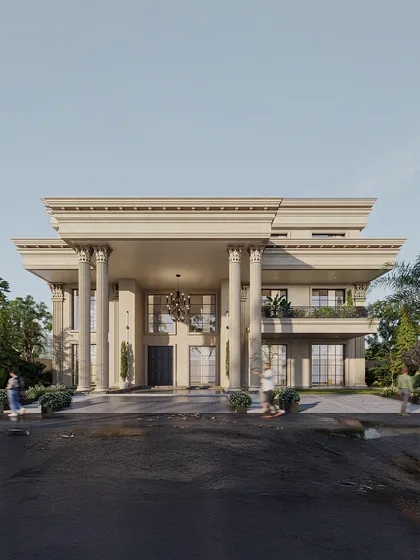 Here, monumental proportions meet timeless elegance in a neoclassical design. The grand columns, symmetrical rhythm, and expansive glazing shape a home that speaks of presence and prestige, reimagining heritage for contemporary living.