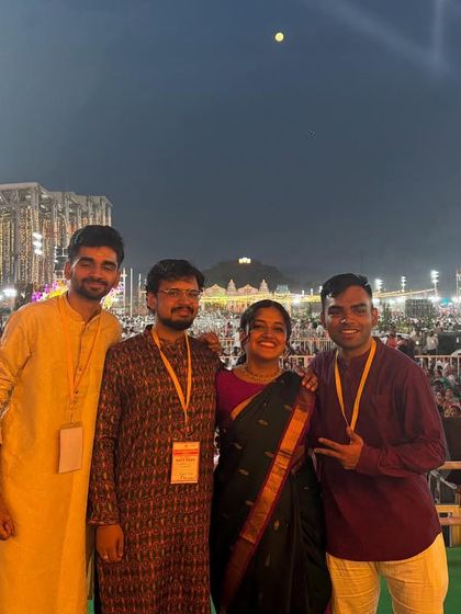 Posing with my bandmates after our concert in Andhra Pradesh. The energy of performing for such a large and appreciative audience was incredible.