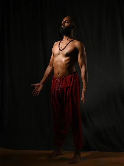 Samasthiti, or Equal Standing Pose. This is not a passive stance but an active command to attention, engaging the entire body from the feet to the crown of the head to find balanced stillness.