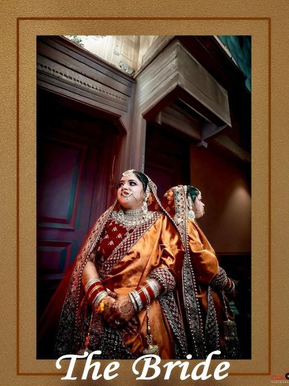A regal bridal portrait with a creative angle, looking up at the bride to create a powerful and majestic image.