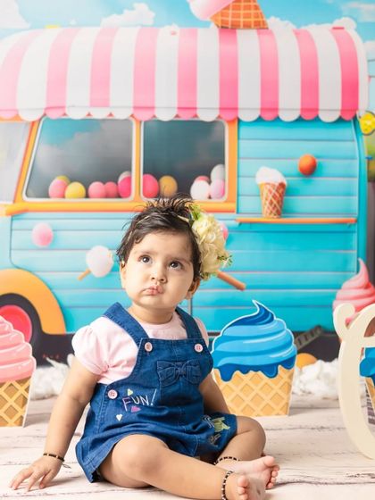 A series of shots from an adorable ice cream themed session, perfect for celebrating a first birthday with lots of color and sweetness.
