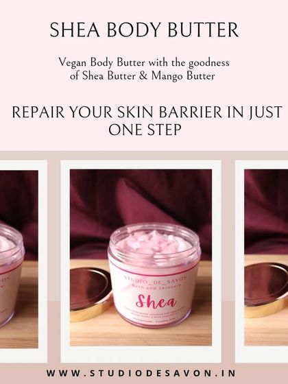 My vegan body butter is enriched with shea butter and mango butter to repair your skin barrier and keep it hydrated and supple.