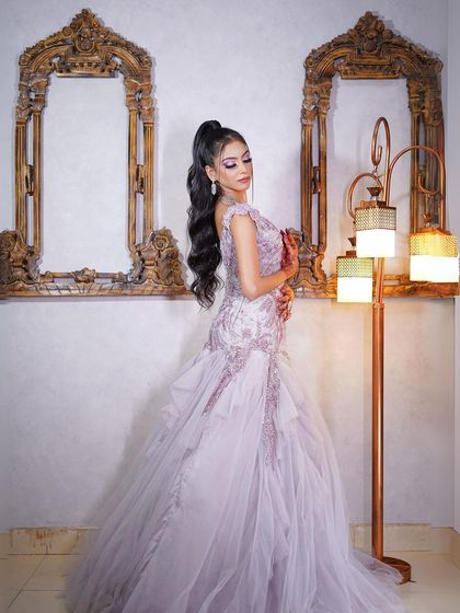 Another beautiful full-length shot of this romantic lilac gown.