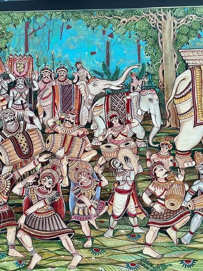 A close-up of the dancers and drummers in our folk fusion masterpiece, capturing the energy and vibrancy of the scene.