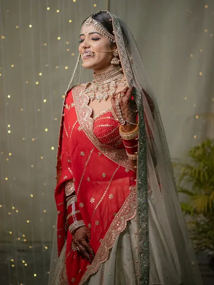 A candid, happy moment, her smile and the sparkle in her eyes are the main focus.