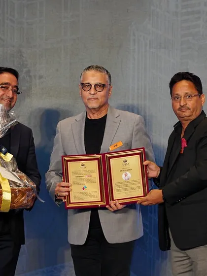 Receiving the plaques for the GOAT award from CREDAI MCHI. Such moments are a humbling reminder of the journey and the impact we strive to make.