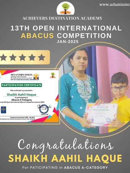 Achievers Destination Academy - Mental Math & Speed Calculation Our Star Achievers: Competition Winners & Graduates photo 15