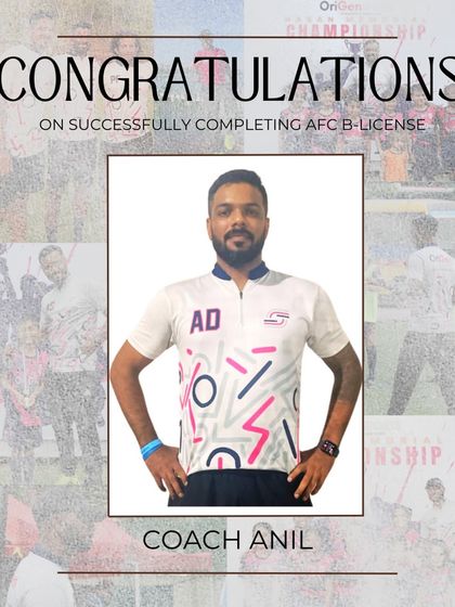 Celebrating Coach Anil's successful completion of the AFC B-License Course. His dedication to professional development elevates the quality of training for all our players.