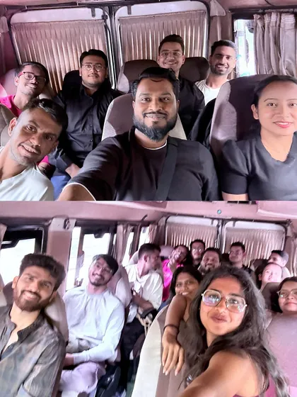 The journey is half the fun. Our trekkers enjoying the bus ride together, building excitement for the adventure ahead.