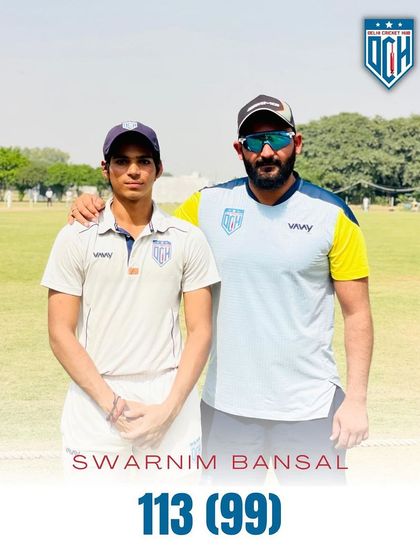 A well-played century by Swarnim Bansal, scoring 113 runs. He is a technically sound and reliable batsman.