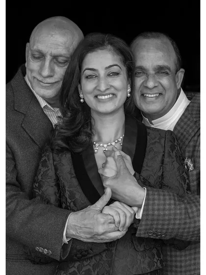 A unique family portrait of jewelry designer Mira Gulathi with her father and father-in-law. This image, shot for a KUSHI NGO project, celebrates the special bond between fathers and daughters.