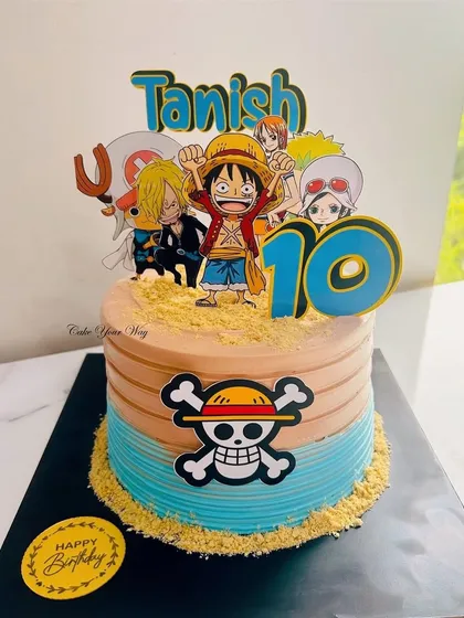 For all the anime lovers, here’s a One Piece themed cake I made for a 10th birthday. I can bring your favorite characters, from the Straw Hat Pirates to Naruto, to life on a delicious, fully eggless cake.
