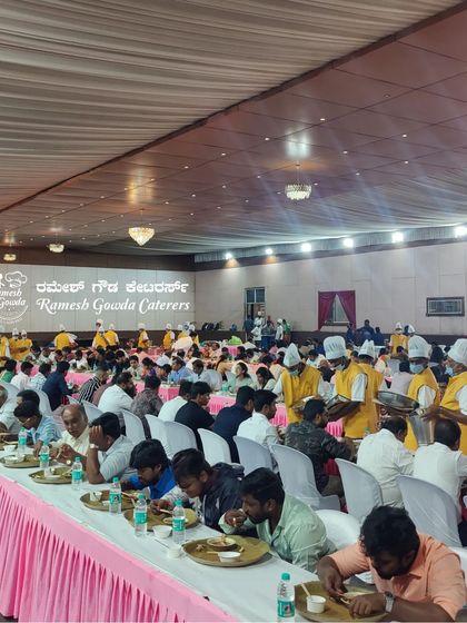 Guests enjoying their meal while our team stands ready to serve more. We are always prepared for large numbers.