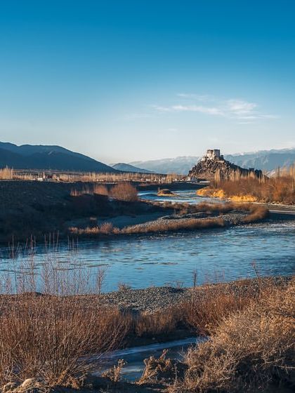 The Stakna Monastery, perched on a hill overlooking the Indus River in Ladakh. This shot was taken in the cold, crisp light of a winter morning.