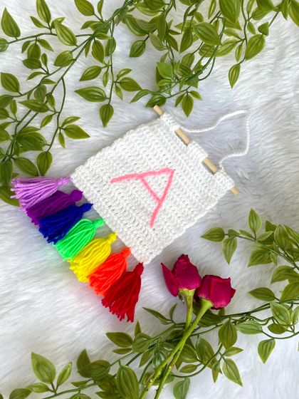 A close-up of the personalized wall hanging.