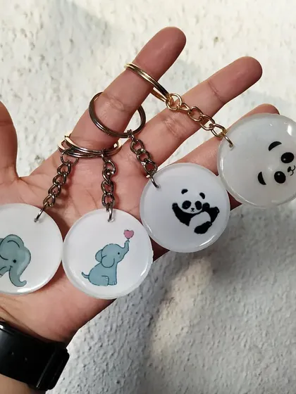 These cute keychains are perfect for animal lovers. I have designs featuring adorable elephants and pandas, and they can be customized to your liking.