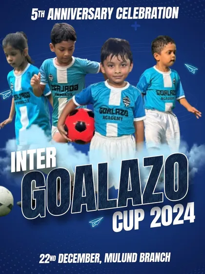 An announcement for our 5th Anniversary celebration, the Inter Goalazo Cup 2024, featuring our youngest players.