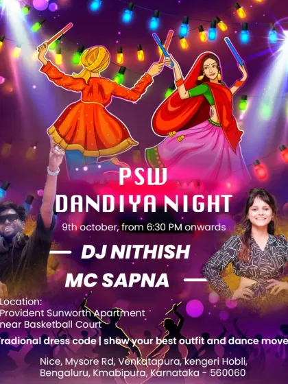 Another Dandiya night poster, this time for an apartment community in Bengaluru. I often play for residential events, bringing the festival vibe right to your doorstep.