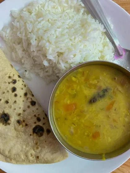 The ultimate comfort meal: dal, rice, and roti. It’s simple, nutritious, and tastes just like it was made in a home kitchen.