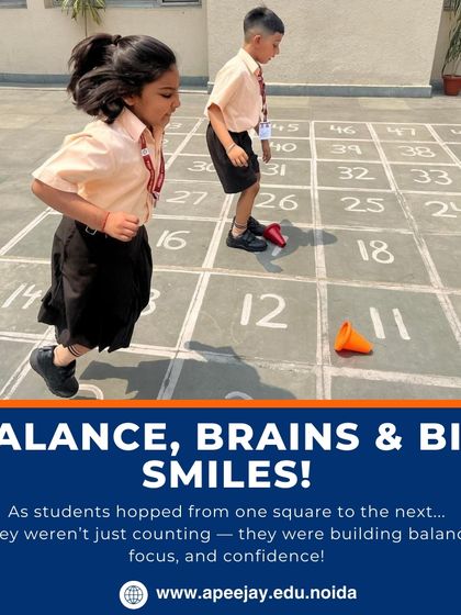 Balance, brains, and big smiles! As our Class 1 students hopped from one square to the next in a game of hopscotch, they weren't just counting; they were building balance, focus, and confidence.