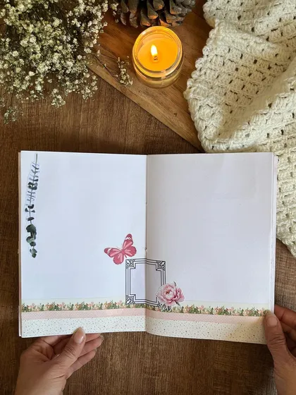 Another beautifully simple page from the custom journals, using washi tape and stickers for decoration.