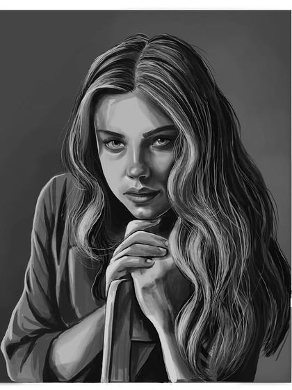 The final black and white digital portrait from my masterclass assignment. This style is all about understanding light and shadow to create a dramatic and emotional piece of art.