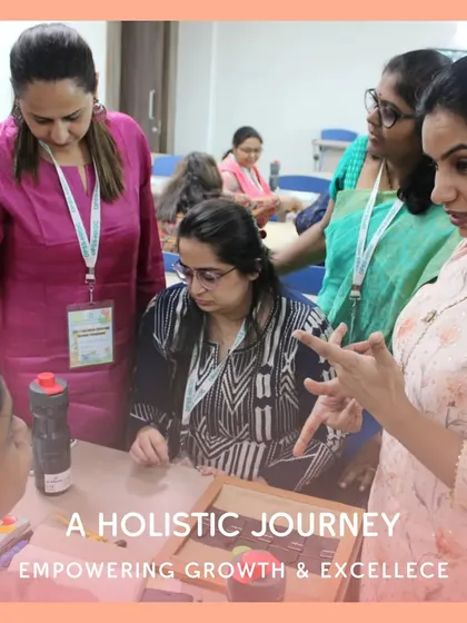 Our training is a holistic journey of growth. Here, our trainees are deeply engaged in a collaborative learning session, exploring Montessori materials together. This is where theory meets practice, building a supportive community of educators who learn from our experts and from each other.
