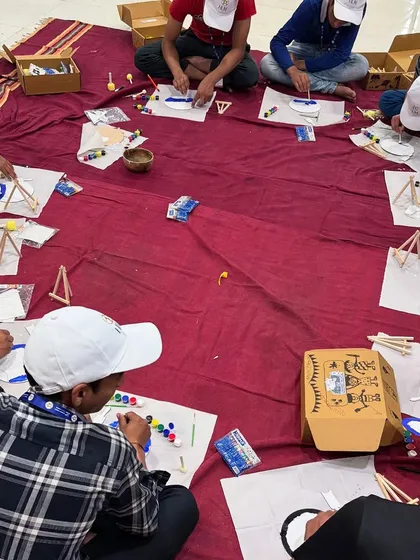 This is a glimpse into one of my art workshops. Notice the focus and engagement as the children work on their Chandrayaan kits. My goal is to create an environment where kids can explore their creativity freely, turning a simple art project into a deeply engaging, therapeutic experience.