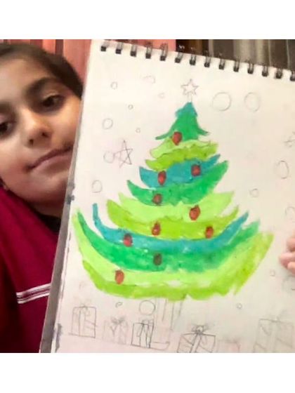 Semhar's vibrant Christmas tree is a perfect example of how we encourage kids to play with color. Our online classes are a great way for them to express their holiday excitement.