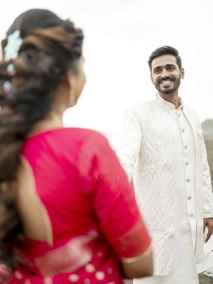 A playful glance. My pre-wedding photography focuses on the natural interactions that show your true personalities.