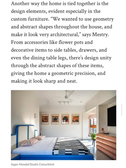 A Bold & Balanced home published in AD India! Thank you @archdigestindia @harleenday for this feature! ❤️ So so proud of @sanshritimehta for leading this project and handling it soo well! 🤗 Thank you @studio_colourblind for capturing this project so beautifully! Project collaborators : @thekitchenartisan @blue_loft @cretekala_studio @bharatfloorings @plutoceramica @viyoveneers @harshitajhamtanidesigns @mahendra_doshi_est_1974