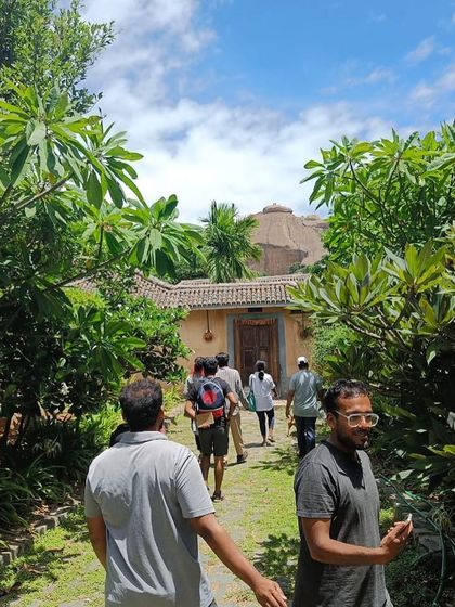 My team walking through the gardens of one of our completed projects. Experiencing the lived-in space is an important part of our learning process.