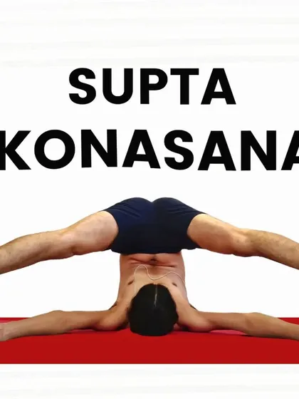 Supta Konasana (Reclined Angle Pose) is an inverted restorative asana. It tones the legs, improves digestion, stimulates the thyroid gland, and stretches the entire spine.