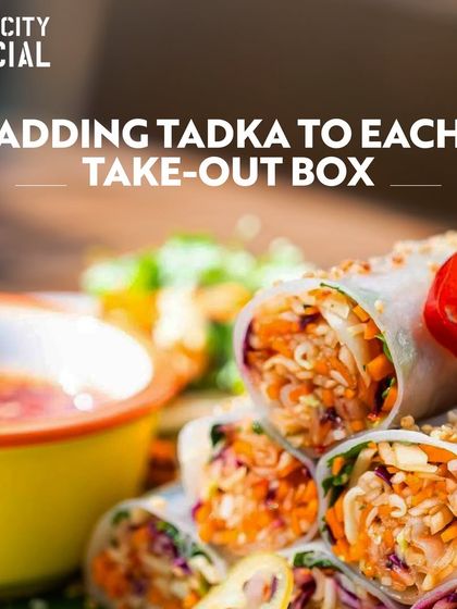 Adding a 'tadka' to each takeout box at Aerocity Social. These fresh spring rolls, filled with colourful vegetables and noodles, represent the innovative and flavourful fusion food you can enjoy.