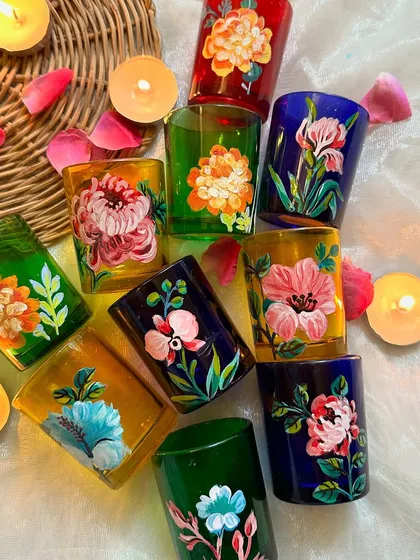 The full range of our floral candle holders, a perfect addition to your festive decor.
