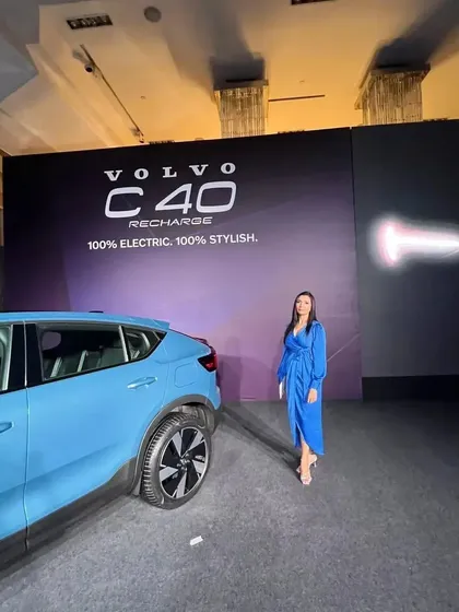 A full view of the stage setup for the Volvo C40 launch. As an emcee, the stage is my office, and I work with the event team to utilize the space effectively to create a visually compelling show.