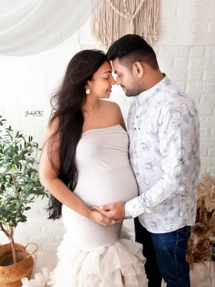 An intimate nose to nose moment that is just full of love. The soft lighting in my studio is perfect for creating these romantic and gentle maternity portraits.