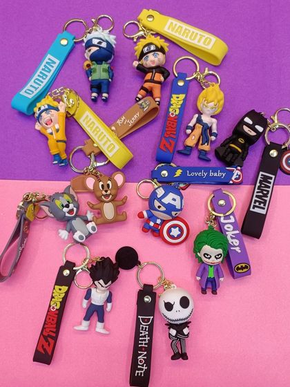 Check out this collection of cartoon and anime keychains. I have everything from Death Note and Naruto to Tom & Jerry and Marvel characters, perfect for adding some personality to your keys.