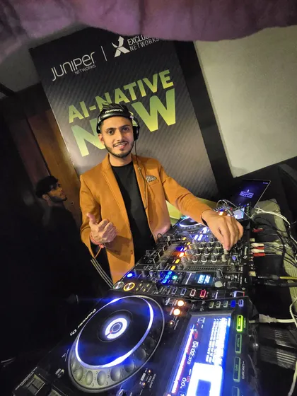 It's not all club nights. I also spin for corporate events, like this pre-Diwali party for Junipers AI. I provide a professional setup and a curated playlist to match the company's vibe, whether it's a formal gathering or a relaxed office party.